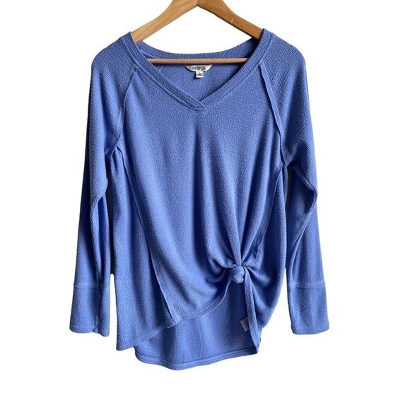 Wildfox Size Small Tie Knot Front Waffle Knit Pullover Sweatshirt Jumper Blue - Picture 1 of 7